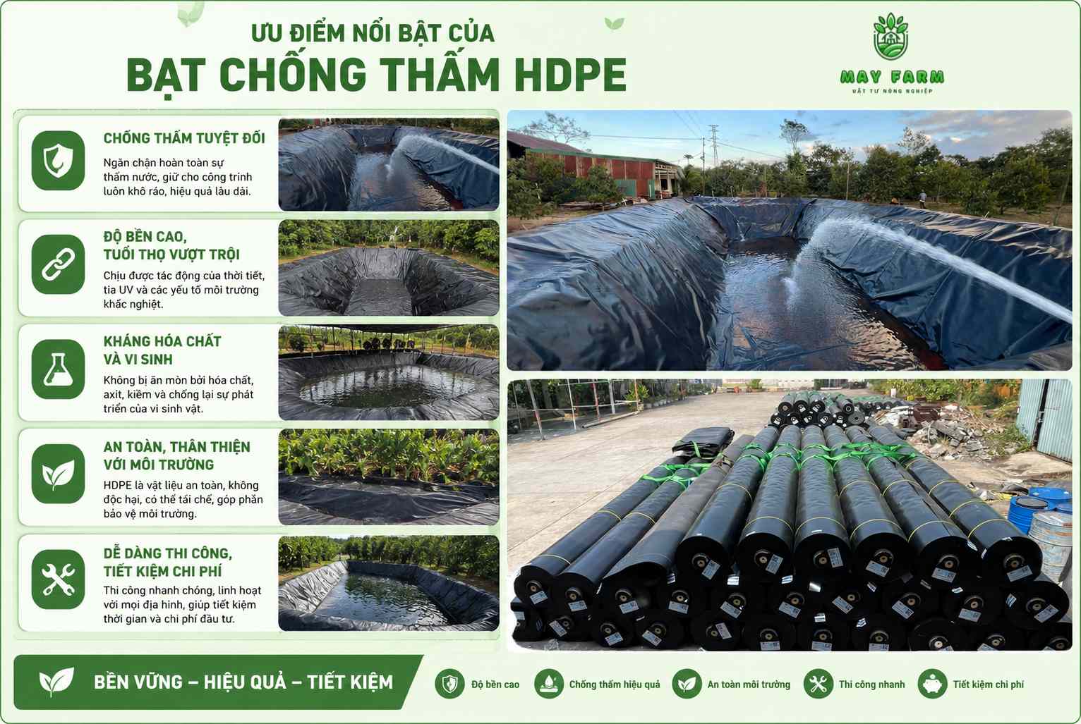 Ưu điểm nổi bật của bạt chống thấm HDPE